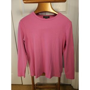 Ralph Lauren Womens Long Sleeve Pink T-Shirt Embroidered Logo On Chest Sz 1X
